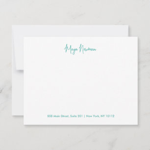 TEAL BLUE AQUA  SIGNATURE MONOGRAM NAME CARD