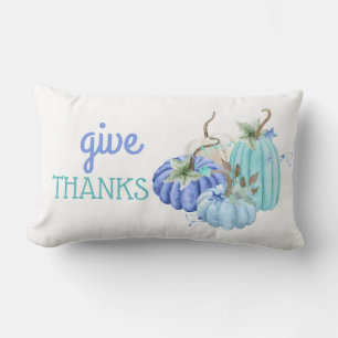 Teal Blue Aqua Taupe Pumpkin Autumn Fall Lumbar Cushion