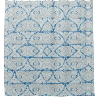 Teal Blue Arch with Grey Shower Curtain
