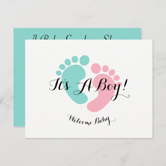 Teal Blue Baby Reveal Baby Shower Invitation (Front/Back)