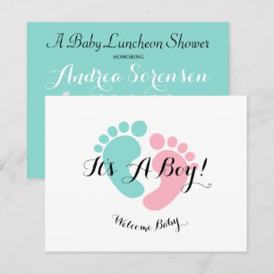 Teal Blue Baby Reveal Baby Shower Invitation