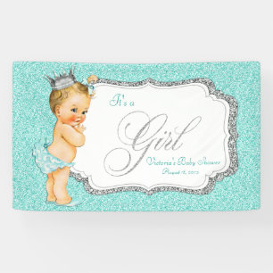 Teal Blue Baby Shower Banner