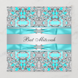 Teal Blue Bat Mitzvah Invitation
