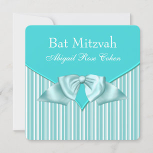 Teal Blue Bat Mitzvah Invitation