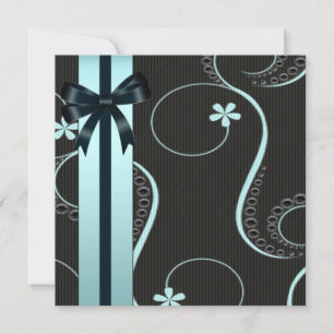 Teal  Blue Black Baby Shower Invitation