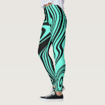 Teal Blue Black Striped Leggings - Choose Colour<br><div class="desc">Abstract Warped Waves Teal Blue and Black Stripe Leggings - or Choose / add your favourite background colours ! MIGNED Design</div>