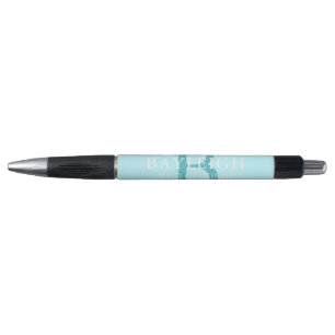 Teal Blue Bridal Party Monogram Pen