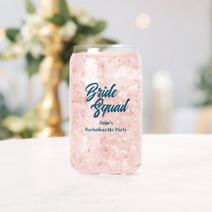 Teal Blue Bride Squad Bachelorette Party Can Glass