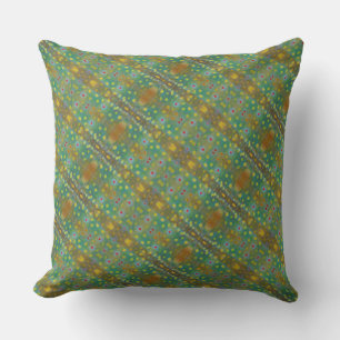 Teal blue & brown: Brook trout pattern print Cushion