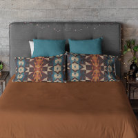 Teal Blue Brown Dark Red Rust Orange Tribal Art