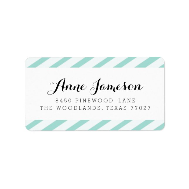 Teal Blue Carnival Stripes Address Labels (Front)