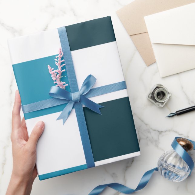 Teal Blue Checkerboard Wrapping Paper (Gifting)