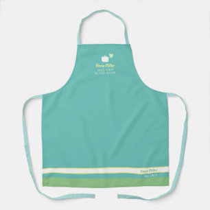 teal blue chef apron with her name