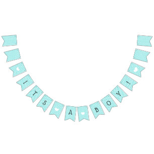 Teal Blue Chevron Its a Boy Baby Shower Bunting