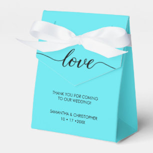 Teal Blue Chic Simple & Elegant Love Wedding Favour Box