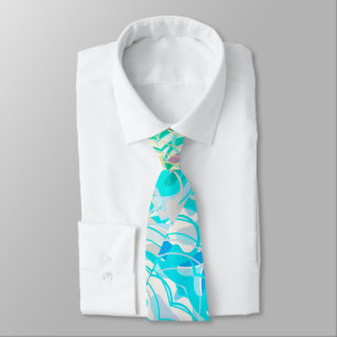 Teal, Blue Colorful Abstract Tie