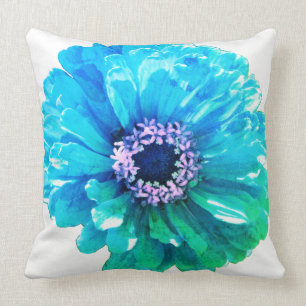Teal Blue Daisy Cushion