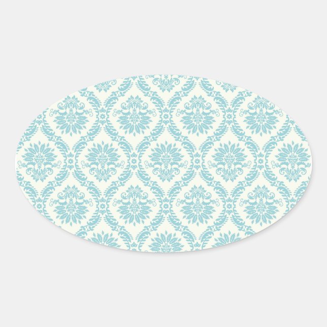 Teal Blue Damask Envelope Seal Party Favour Labels (Front)