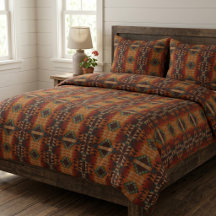Teal Blue Dark Red Beige Brown Orange Tribal Art