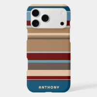 Teal Blue Dark Red Neutral Beige Brown Art Stripes