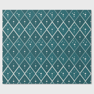 Teal Blue Diamond Modern Scandinavian Wrapping Paper