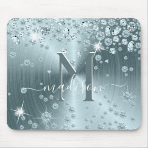 Teal Blue Diamonds - Personalised Mouse Pad