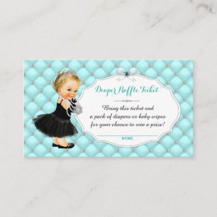 Teal Blue Diaper Raffle Tickets Enclosure Card