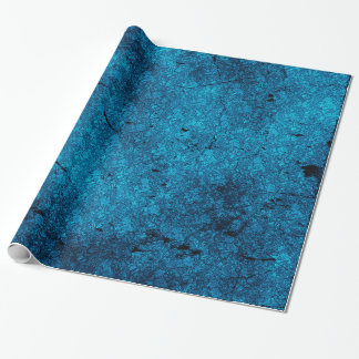 Teal Blue Distressed Goth Damask Wrapping Paper