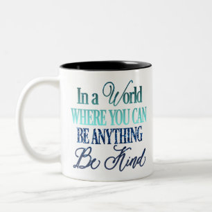 Teal & Blue Dripping Glitter Inspirational Quote Two-Tone Coffee Mug