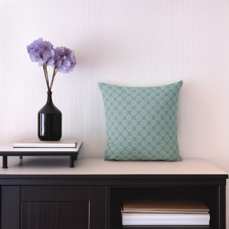 Teal Blue Elegance Geometric Throw Pillow
