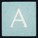 Teal Blue Elegant Glitter & Sparkle Monogram Stone Coaster<br><div class="desc">Teal Aqua Blue Faux Glitter and Sparkle Elegant Stone Tile. These Stone Tiles can be customised to include your initial and first name and make a perfect Sweet 16 Birthday,  Wedding or Christmas Gift.</div>
