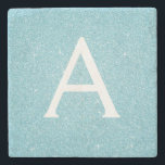 Teal Blue Elegant Glitter & Sparkle Monogram Stone Coaster<br><div class="desc">Teal Aqua Blue Faux Glitter and Sparkle Elegant Stone Tile. These Stone Tiles can be customised to include your initial and first name and make a perfect Sweet 16 Birthday,  Wedding or Christmas Gift.</div>
