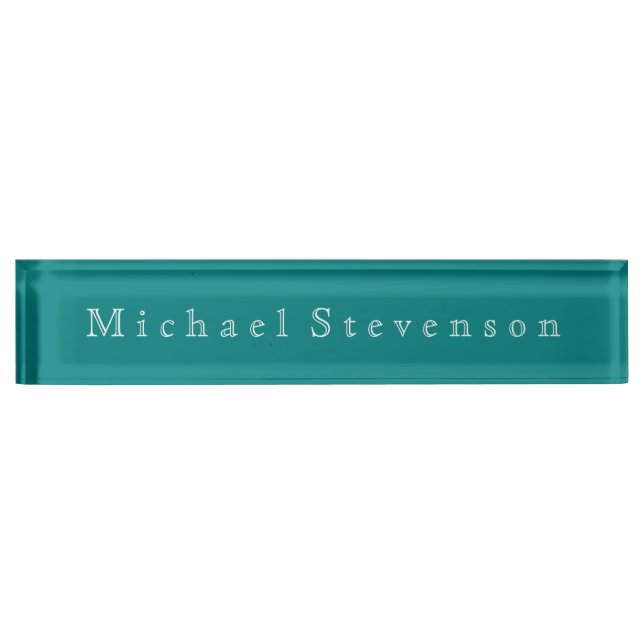 Teal Blue Elegant Modern Business  Nameplate (Front)