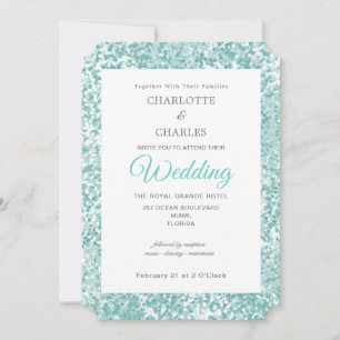 Teal Blue Elegant Wedding Invitation