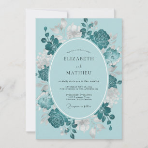 Teal Blue Ethereal Winter Wedding Invitation