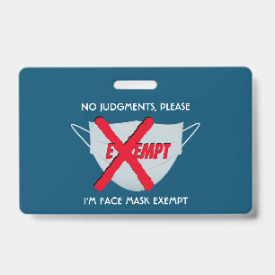 Teal Blue   FACE MASK EXEMPT ID Badge