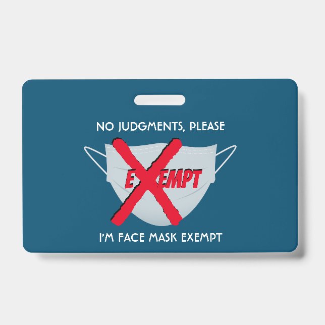Teal Blue | FACE MASK EXEMPT ID Badge (Front)