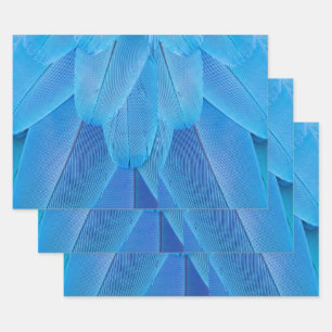 Teal Blue Feathers of the Macaw Parrot Wrapping Paper Sheet