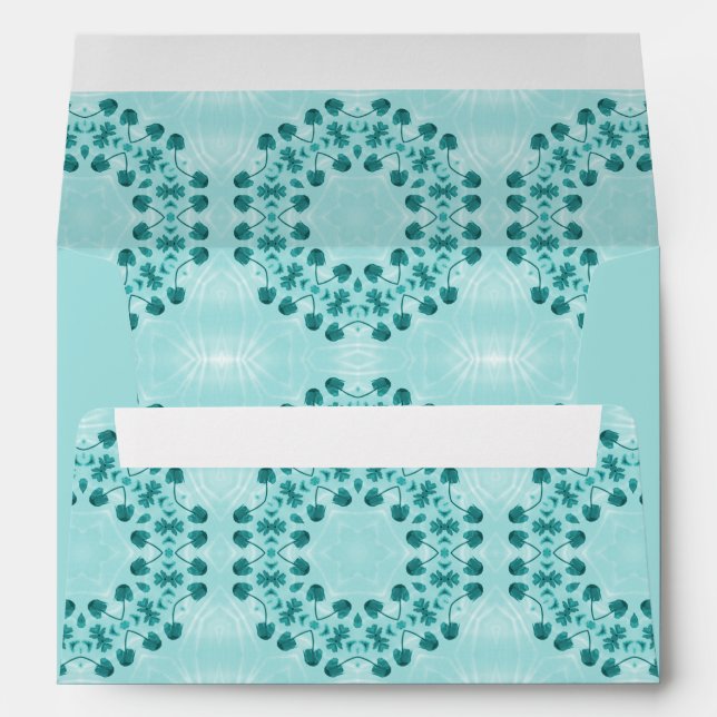 Teal Blue Floral Abstract Envelope (Back (Bottom))
