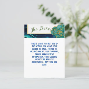 Teal & Blue Floral Agate Details Enclosure Card