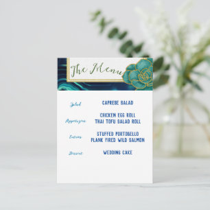 Teal & Blue Floral Agate Menu Postcard