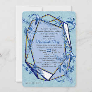 Teal Blue flowers on a sculpture textured backing Invitation