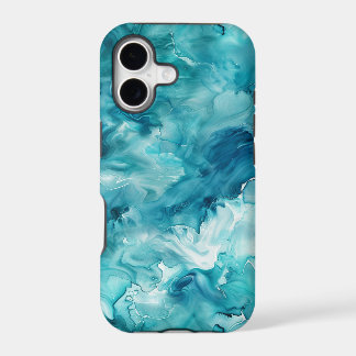 Teal Blue Fluid Ink Marble Hydrodip