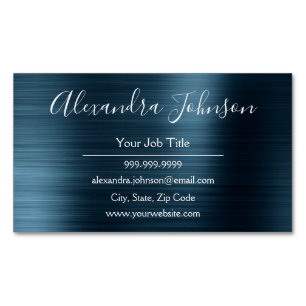 Teal Blue Foil Modern and Elegant Magnetic Business Card
