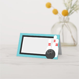 Teal Blue Folding Bowling Label or Place Cards