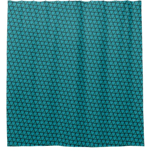 Teal Blue Funky Triangles Shower Curtain (Front)