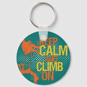 Teal Blue Funny Keep Calm and Climb On Keychain