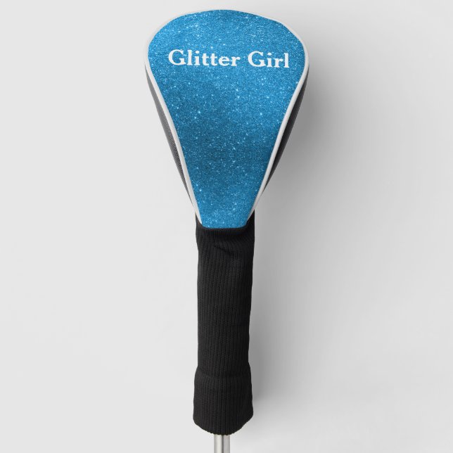Teal Blue Glitter Girl Show Your Glamours Sparkle Golf Head Cover (Front)