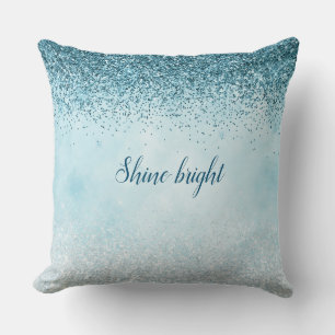 Teal Blue Glitter Glitz sparkle glam Cushion