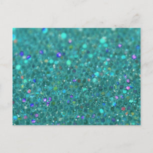 Teal Blue Glitter Postcard